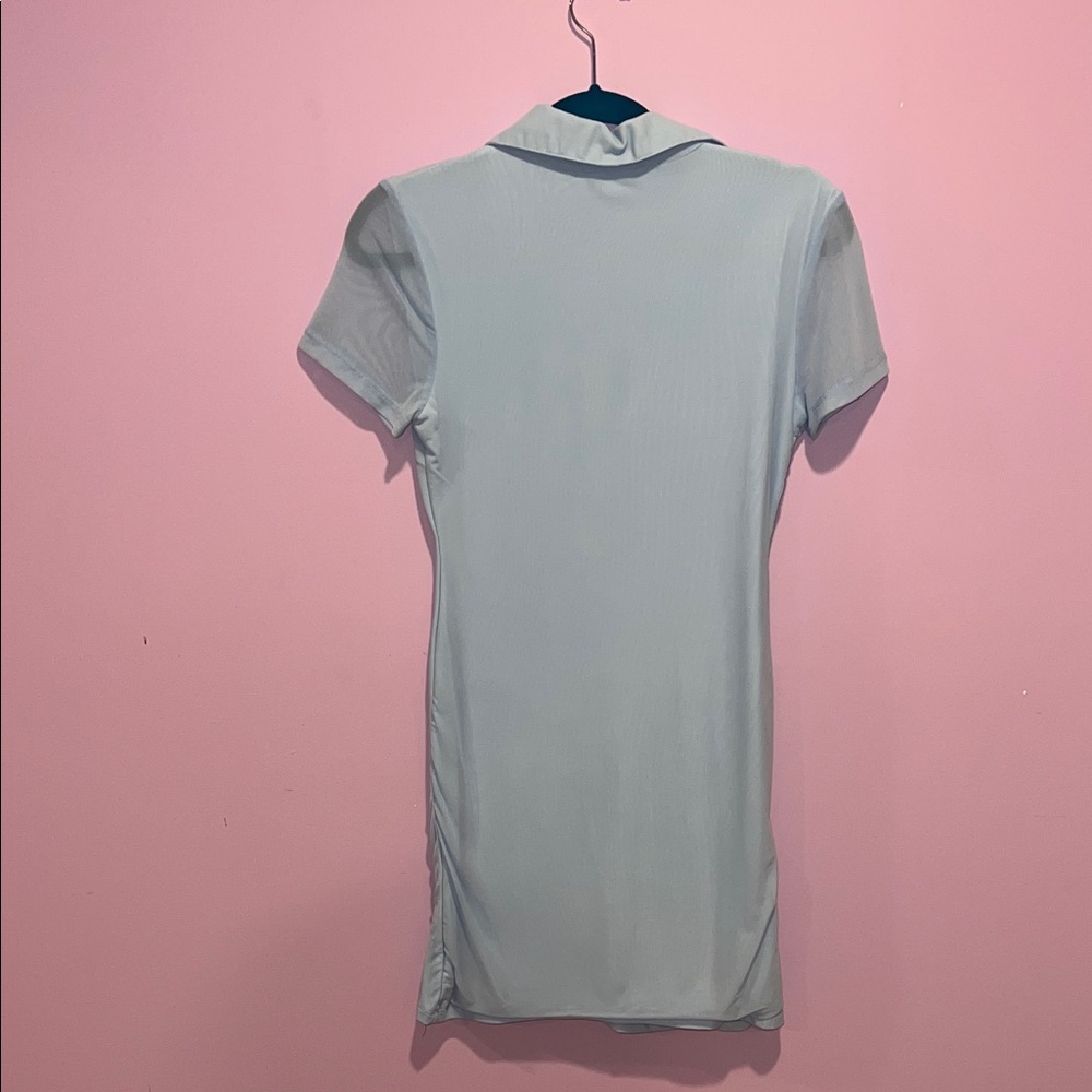 Women's Light Blue Ruched Dress - Picture 4 of 5